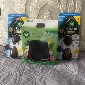 New Air Wick Essential Mist Diffuser + 2 mist refill Bundle Set